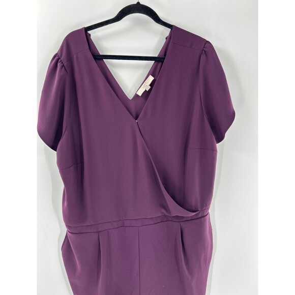 Women's Loft Plus Purple Petal Flutter Sleeve Tie Back Jumpsuit Size 20 - Picture 3 of 9